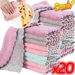 20/1pcs Microfiber Towel Absorbent Kitchen Cleaning Cloth Non-stick Oil Dish Towel Rags Napkins Tableware Household Cleaning