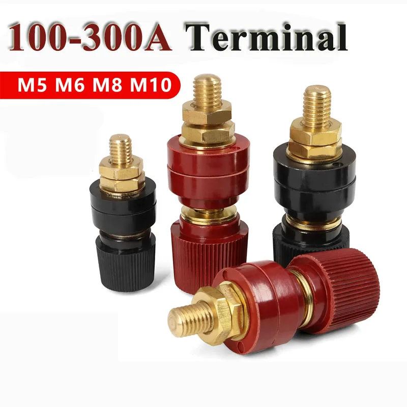 

100A-300A M5/M6/M8/M10 Terminal Cable Connector Inverter High Current Pure Copper 333/555 Lithium Battery Terminal Block