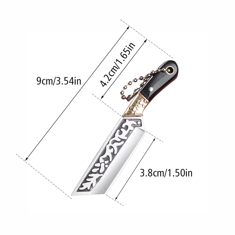 Creative Carved Straight Knife Key Chain Outdoor Camping Fishing Tool Pocket Knife Stainless Steel Forging Knives Phone Pendant