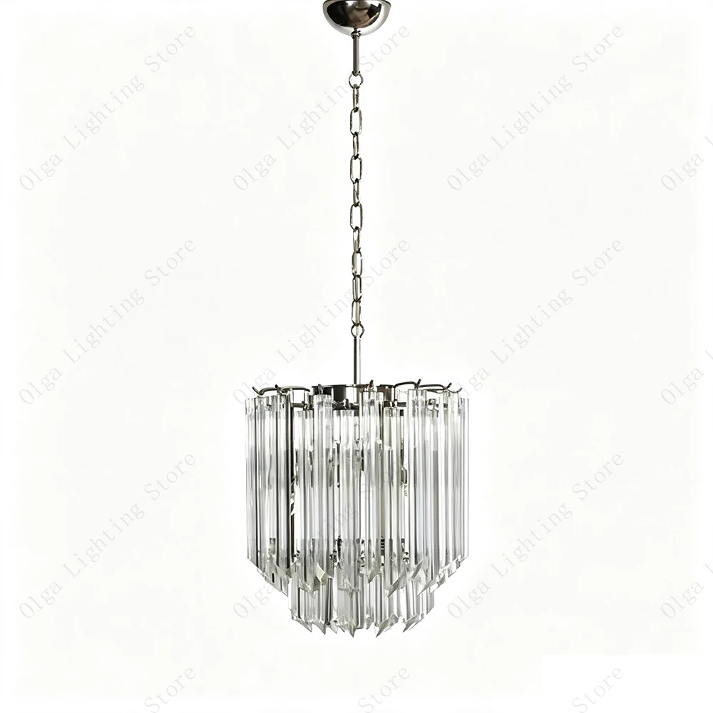 Upgrade Home Clear Glass Chandelier Stylish Kitchen Lustres Lamp Home Appliance Luxury Pink Crystal Hanging Lamps