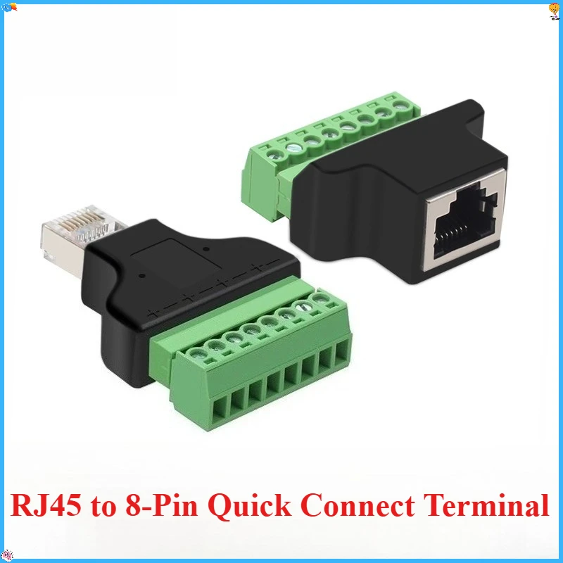 RJ45 to Screw Terminal Block 8P Connector Ethernet Cable Adapter Male/Female to 8 Pin Screw Terminal for CCTV DVR Network