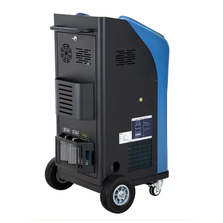 Automatic A/C service station for R134a charging with flush & recovery, vacuuming and Refueling Function RCC-9A+