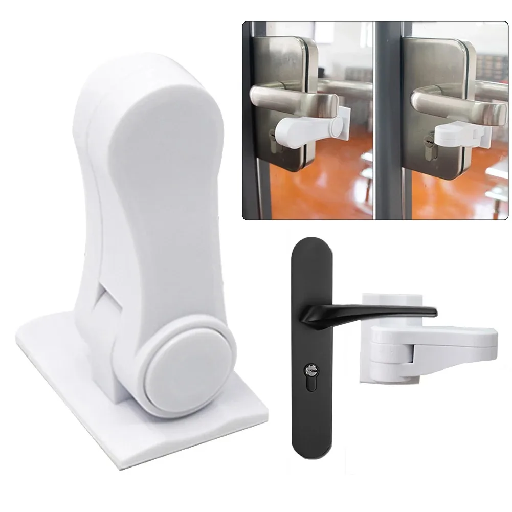 Child Safe Door Lock Universal Door Security Latch 180 Degree Rotating Cabinet Lock Self Adhesive for Window Door Cabinet