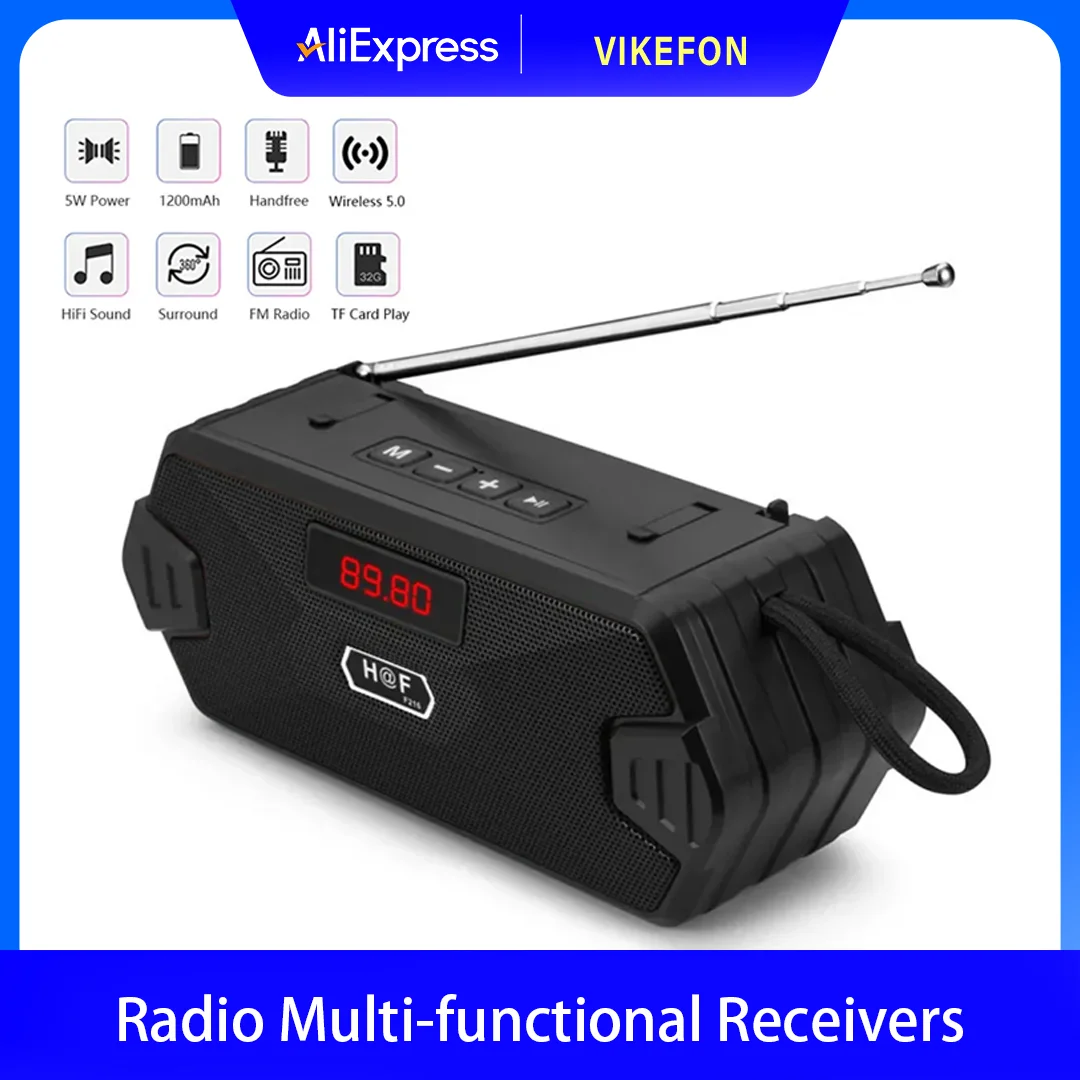 Portable Wireless Speaker Bluetooth-compatible Outdoor USB Speakers With FM Radio Receiver AUX TF MP3 Loudspeaker For Phone PC