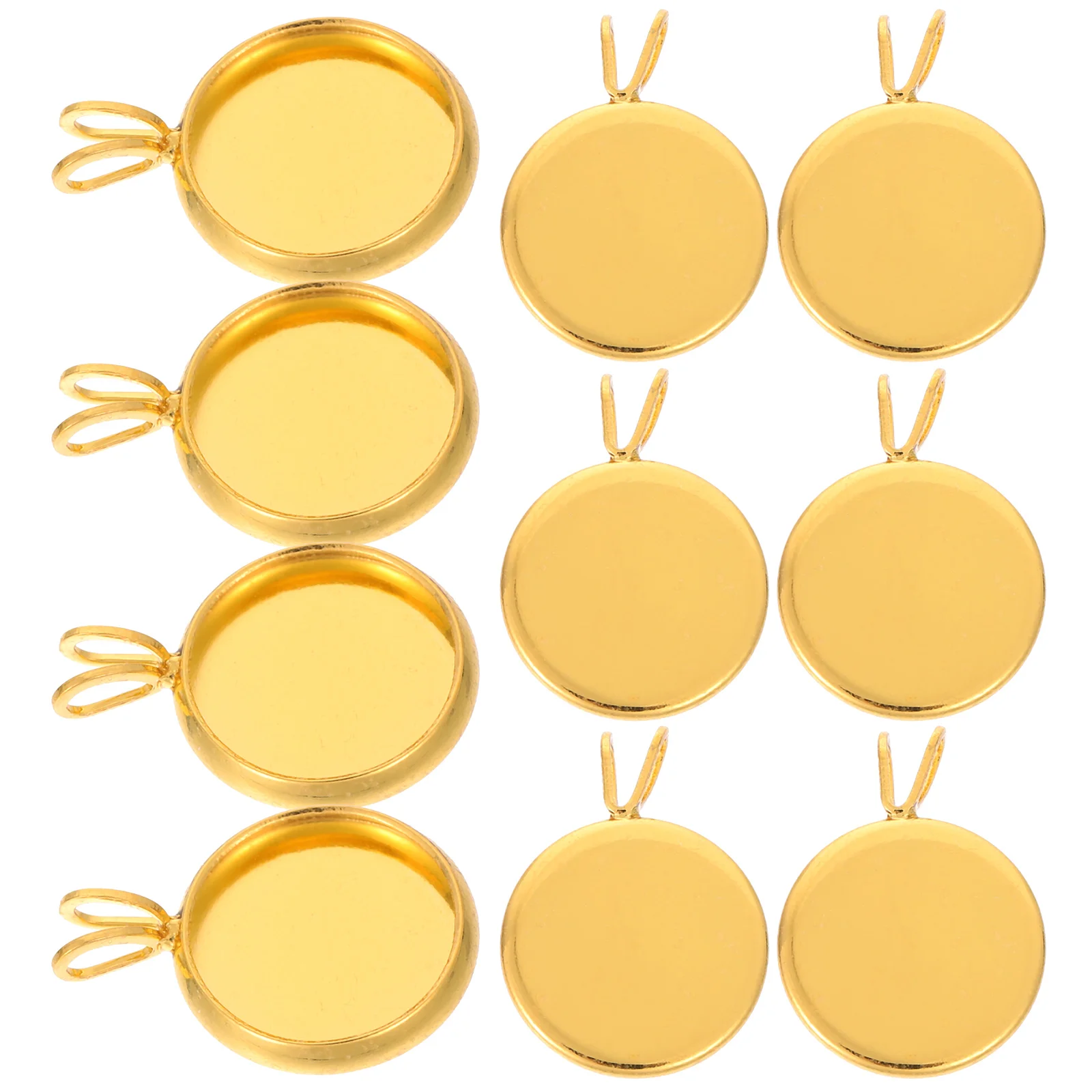 

10 PCS Jewelry Tray Pendant Round Trays Blank Golden Bezel Making Copper Plating