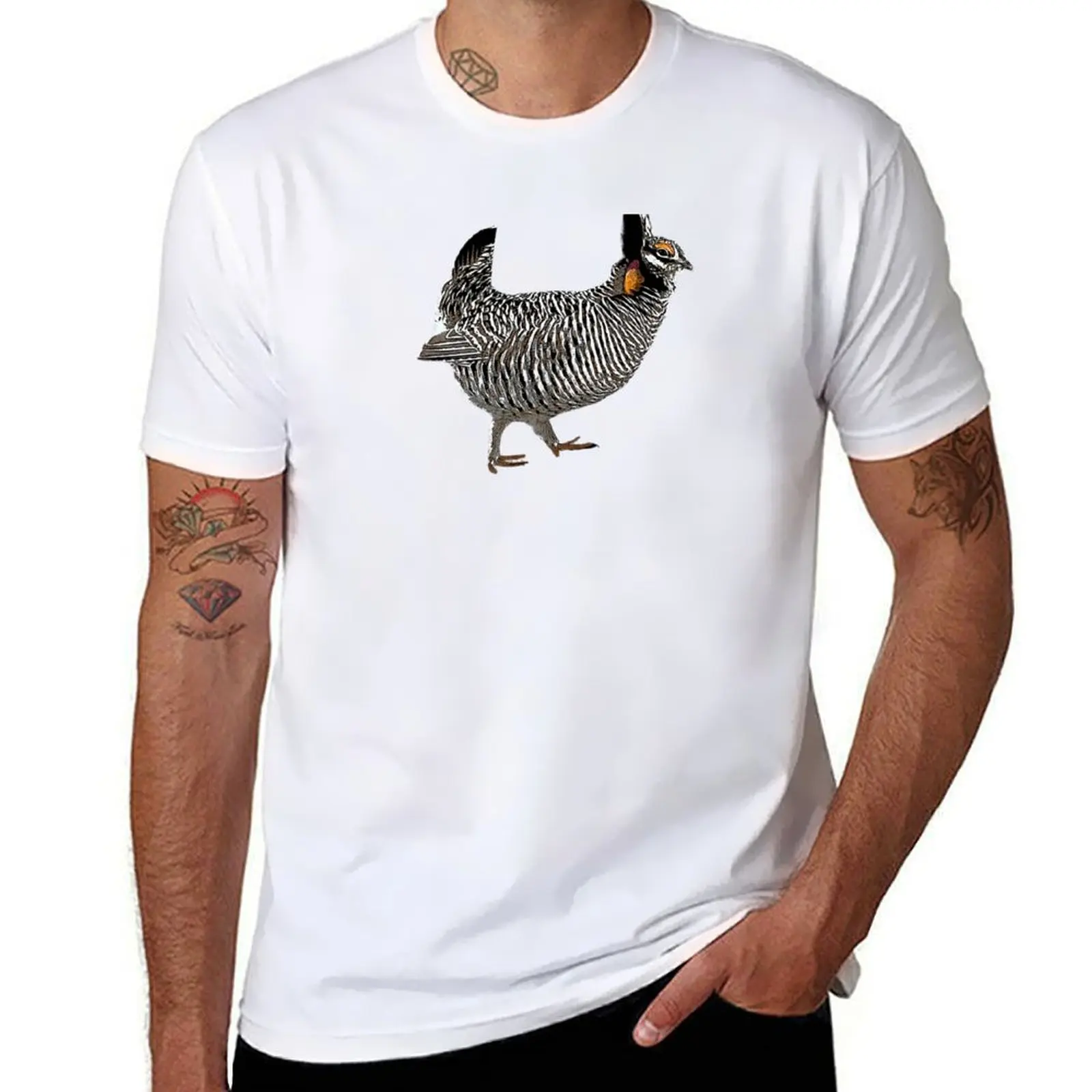 Greater Prairie Chicken White Alternate Design T-Shirt t shirt for man man t shirts graphic funny t shirts cotton T-Shirt