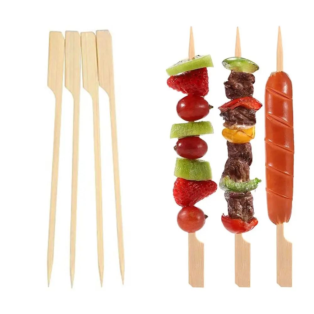 

200pcs 7" bamboo paddle skewers, natural wood picks for appetizers, fruit, cocktails, charcuterie, BBQ snacks