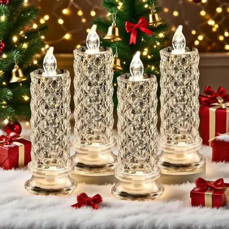 

Crystal Candles LED Light Transparent Flameless Battery Power Lantern Night Lamp Wedding Party Birthday Xmas Halloween Decor