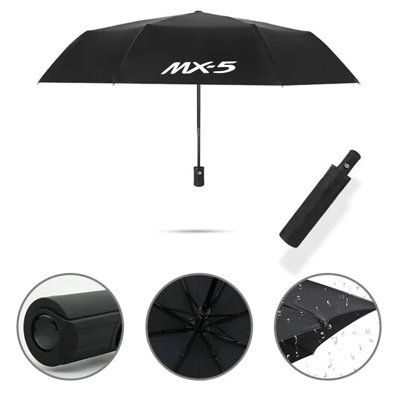 Car Automatic Umbrella Waterproof Windproof Folding Umbrella For Mazda MX-5 Miata NA NB NC ND 1990-2019 2020 2021 2022 2023