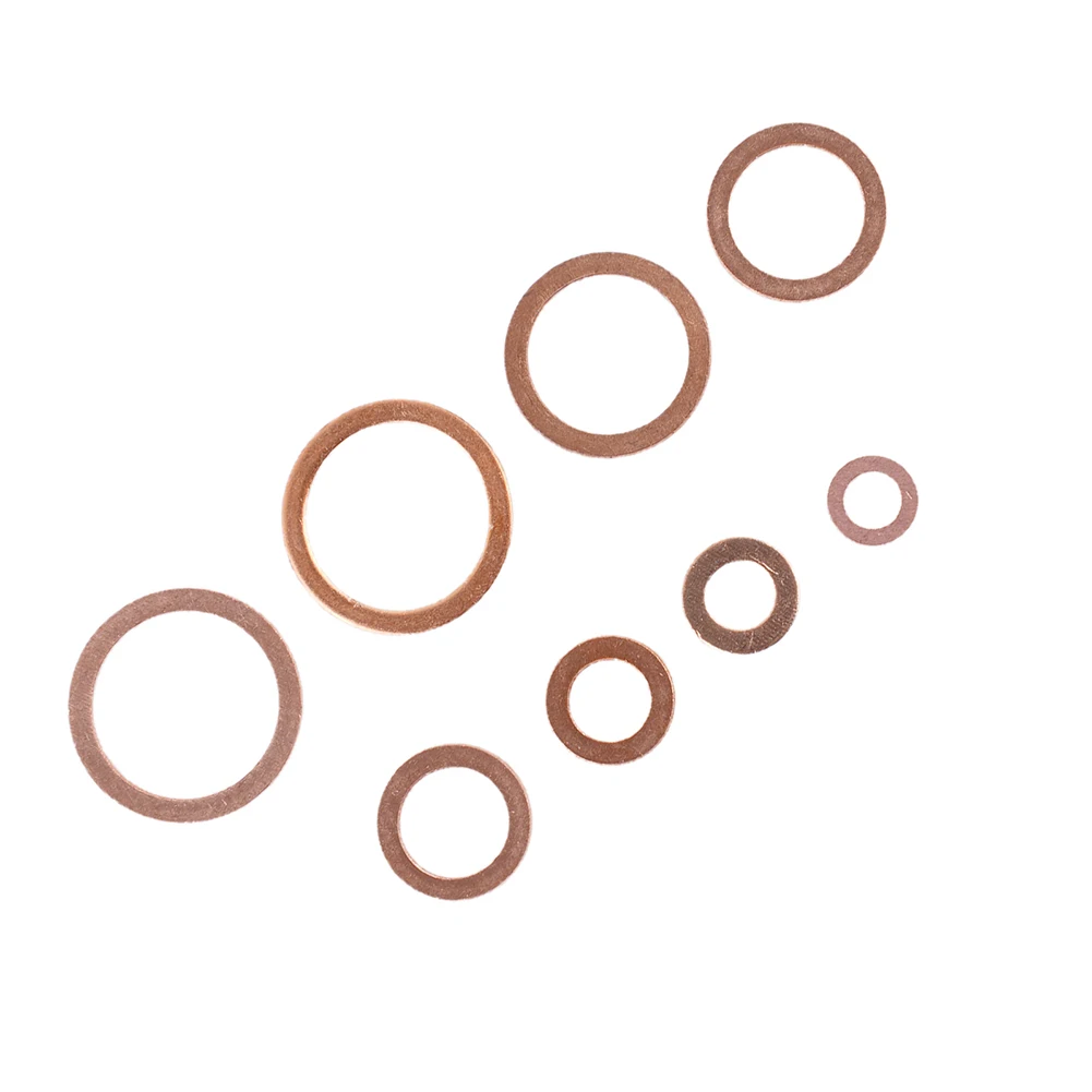 Seal Assortment Kit Copper Washers 100Pcs/set 130x68x22mm Copper Flat Ring M4/M5/M6/M8/M10/M12/M14 High Quality