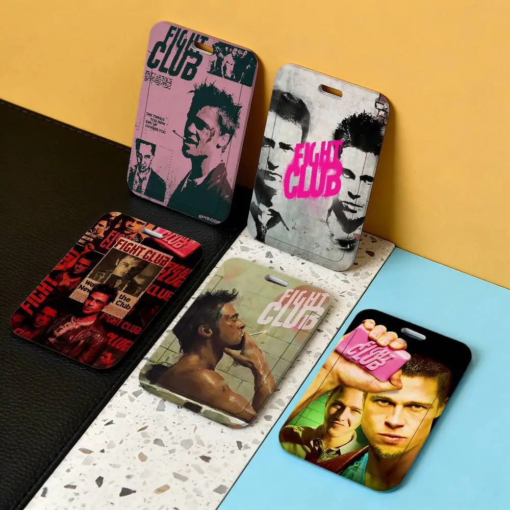 Movie F-Fight Club Plastic Slide Cover Lanyard Work ID Bag Bus Student Photo Idol Badge Card Holder Employee