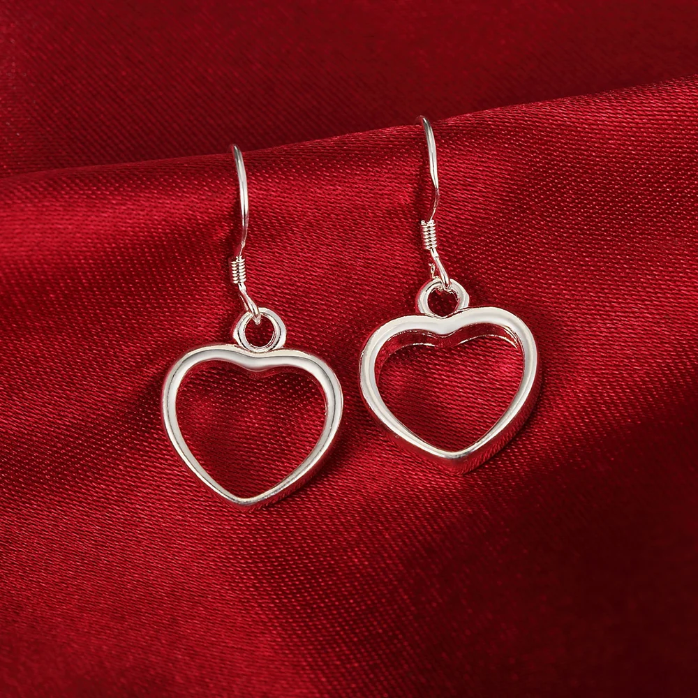 925 Sterling Silver romantic Hollow Heart Earrings for Women Fashion Girl student Birthday Gifts popular Brand charm Jewelry