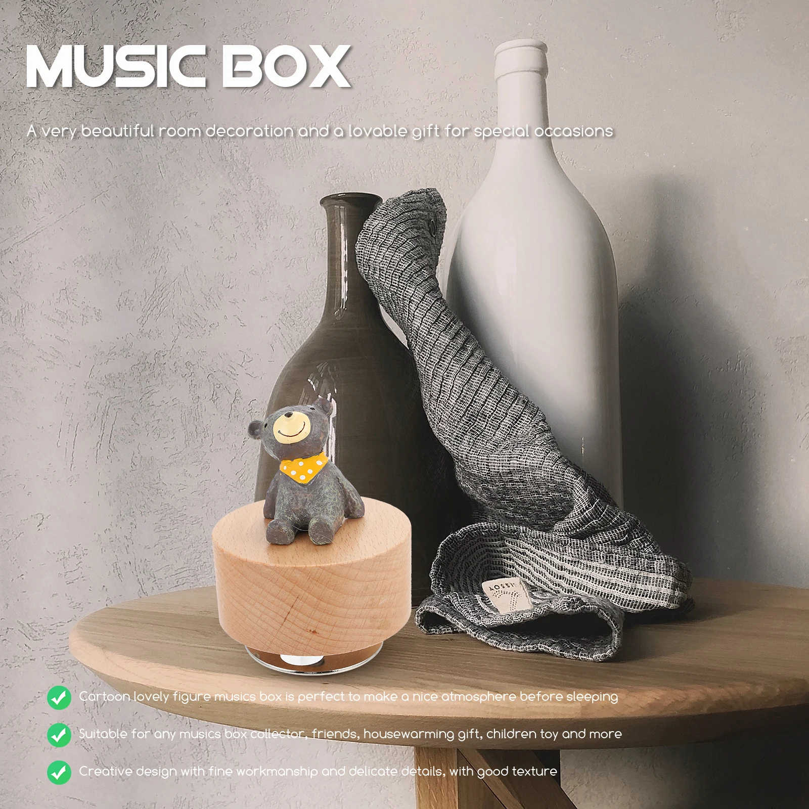 

Rotatable Wooden Iron Music Box for Bedroom Decoration Valentine Gifts Round Musical Boxes Women Toy Collectors