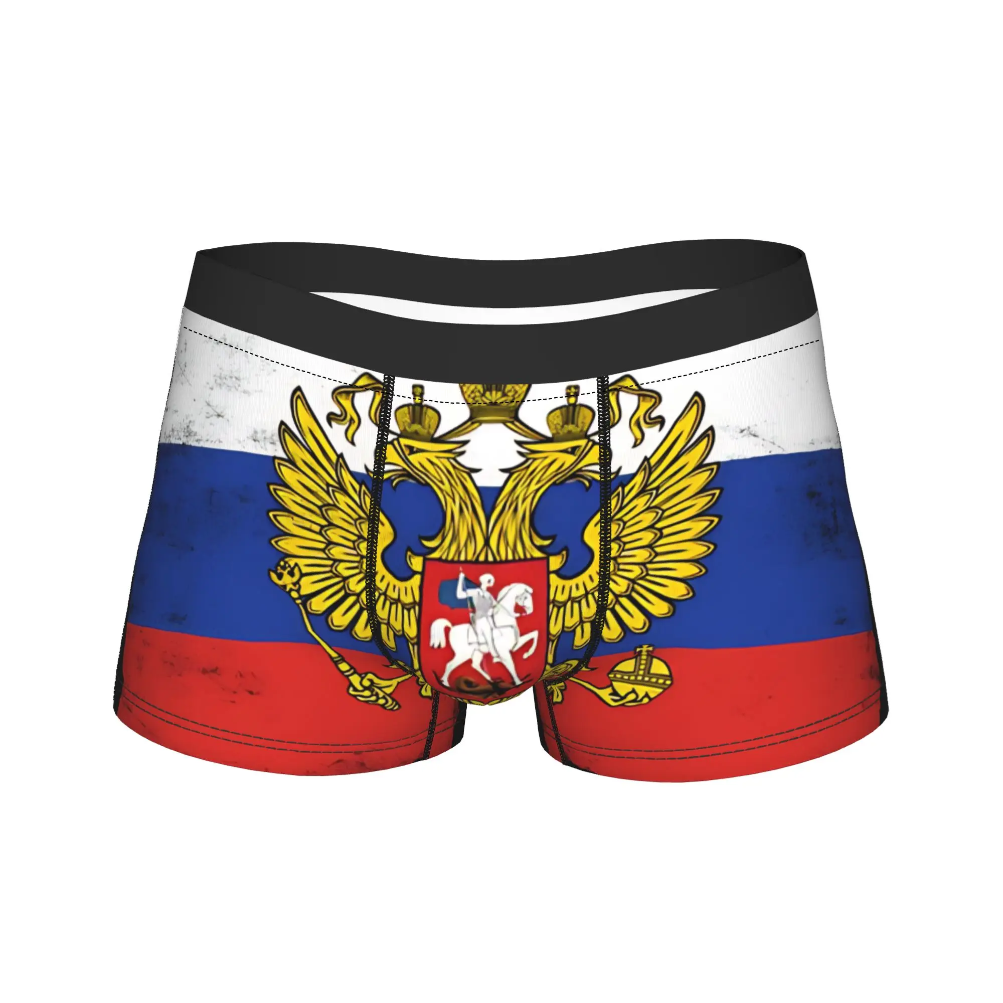 Russia Flag   Trunk  3D Pouch Underwear Hot Sale Pattern Boxer Brief Novelty Men's Panties Plus Size