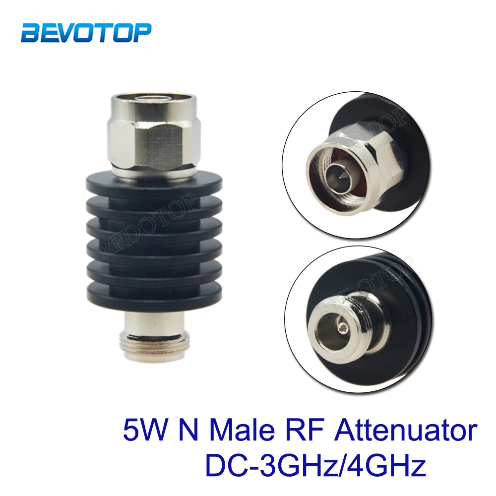 1PCS 5W N Type Attenuator DC-3Ghz/4Ghz N Male Plug to Female Jack Connector RF Coaxial Power 50Ohm 1/2/3/5/6/10/15/20/30db/40db