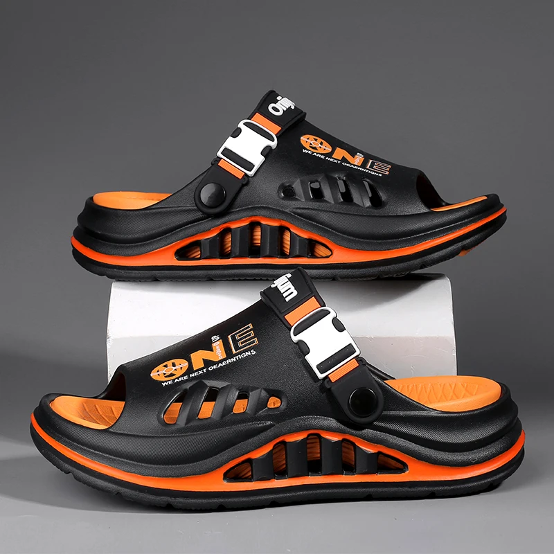 Male House Slippers Summer Breathable Open Toe Design Flexible Sole Non Slip Wear Resistant Footwear for Indoor Daily Use