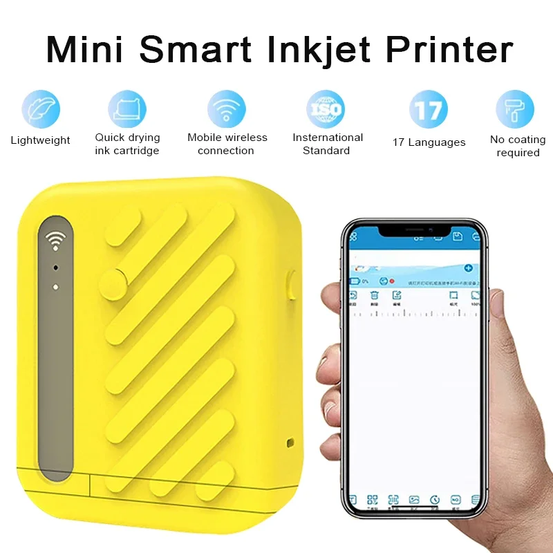 

Portable Wifi Handheld Inkjet Printer Smart Mini Production Date Printer Supermarket QR Bar Price Note Batch Number Printer
