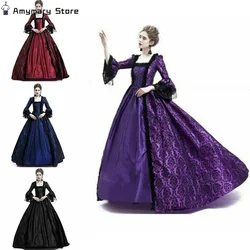 Vintage Women's Long Sleeve Dress Medieval Victorian Court Lace Patchwork Gothic Dress Halloween Witch Cosplay Party Costumes
