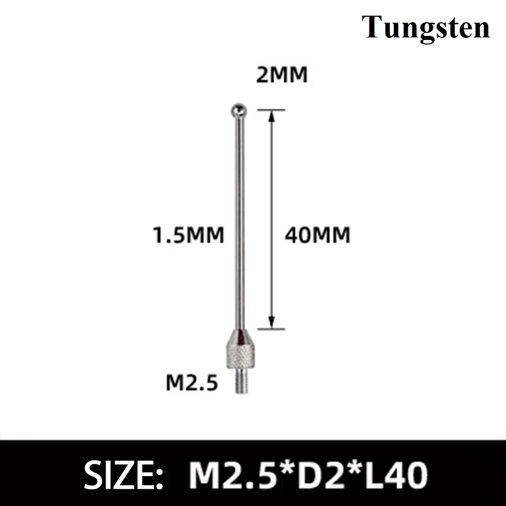 2mm Tip Indicator Probe M2.5 Thread Micrometer Gauge Indicator Probe Dial Tester Lever Dial Indicator Contact Points Test Tools