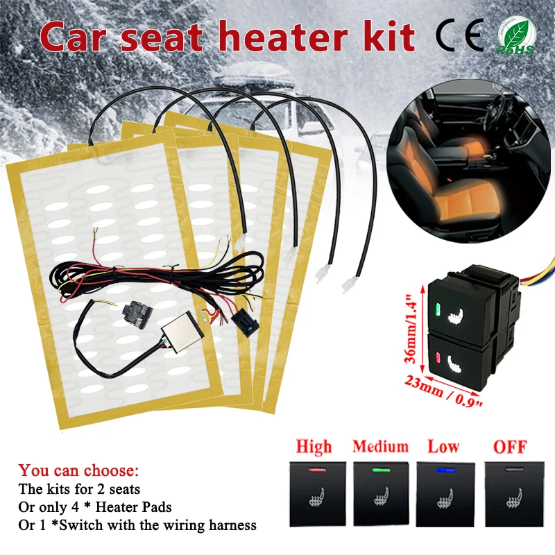 

Built-in Car Seat Heater Fit 2 Seats DC12V Alloy Wire Heating Pad 3-level Button Control Switch Replace For Honda Accord 2015-23