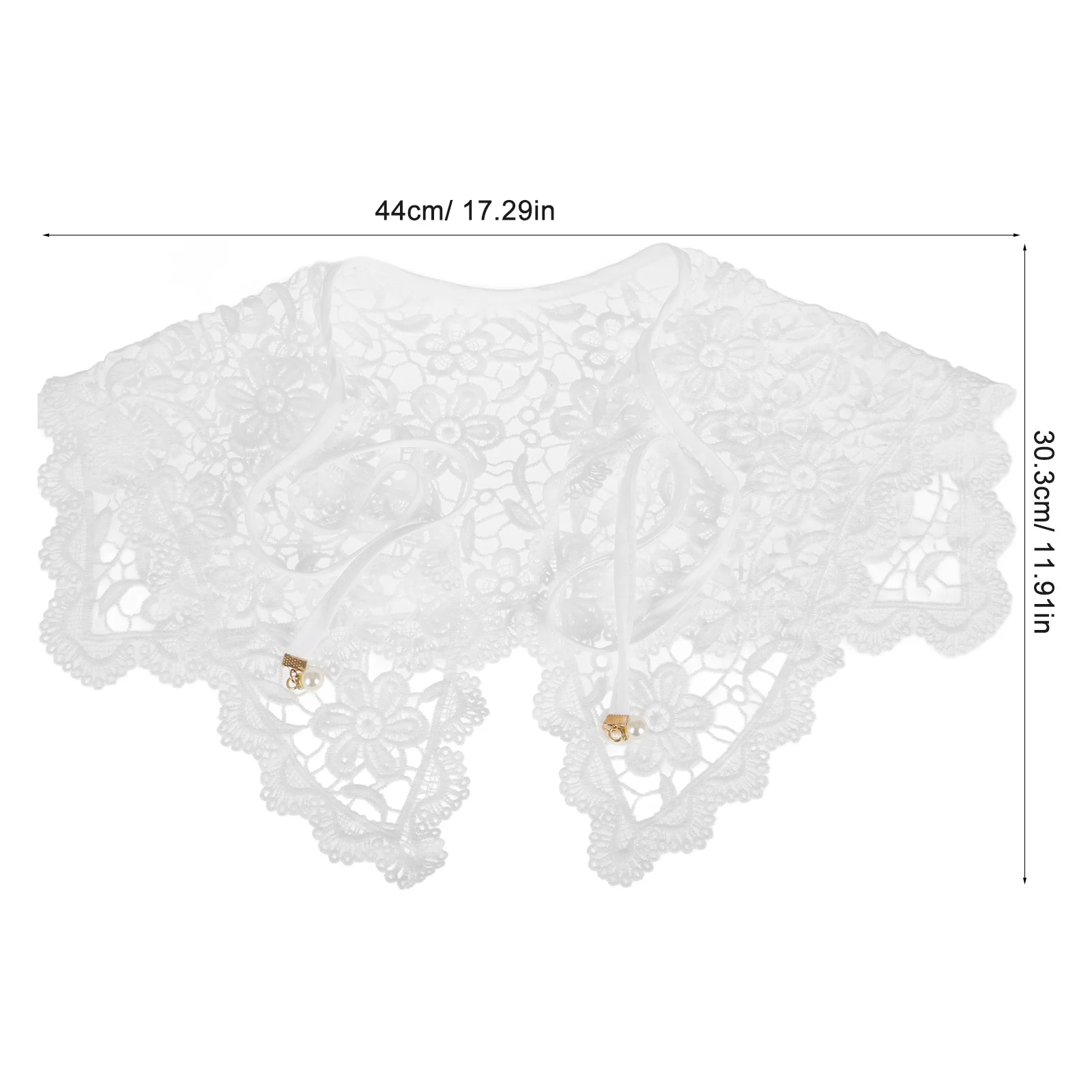 Pizzo staccabile per le donne Colletto finto floreale Colletto scavato Scialle Dickey per abiti Camicie Maglioni Colletto con volant bianco