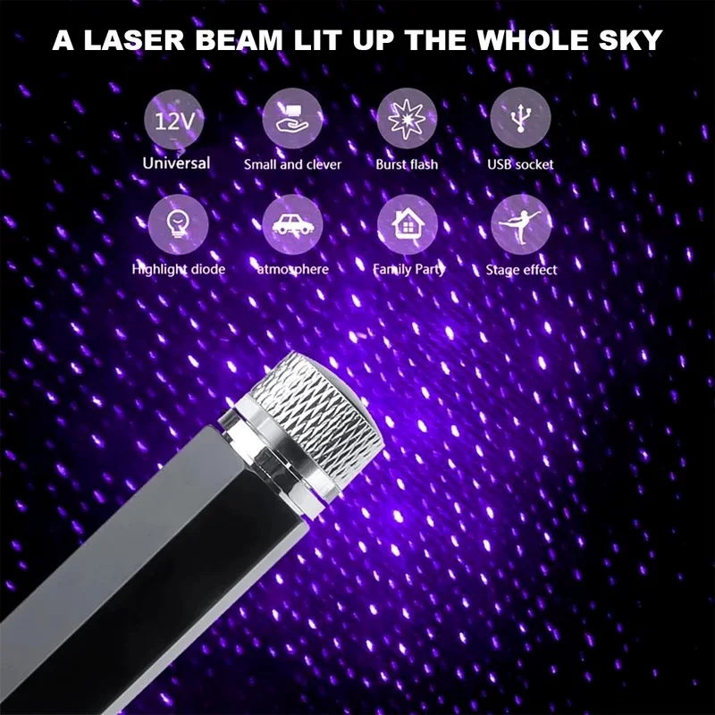 New USB Decorative Lamp Adjustable Car Interior Decor Mini LED Roof Star Night Light Projector Atmosphere Galaxy Lamp