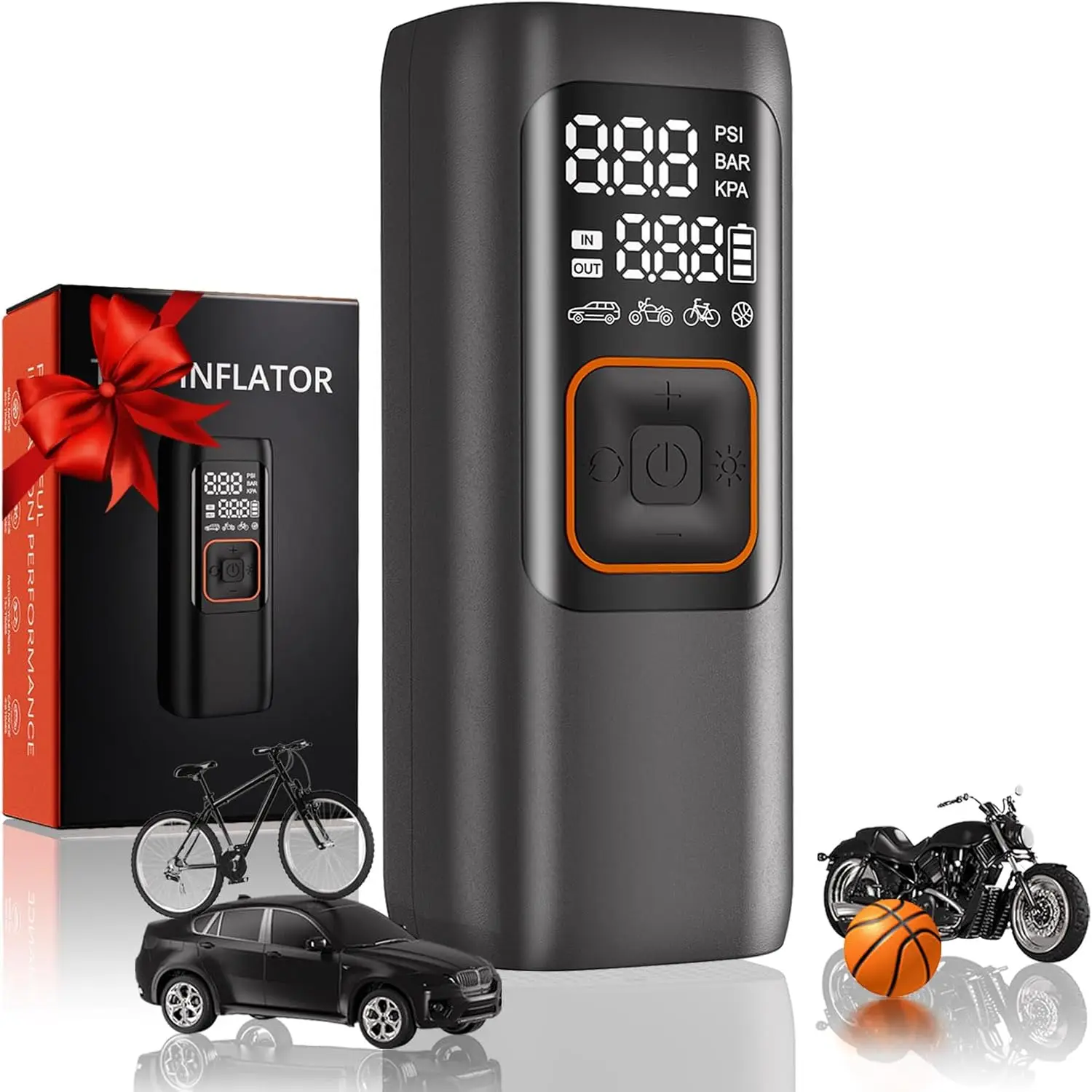 

Portable 200PSI Digital Air Compressor, Cordless Tire Pump with Auto Shut-off & LED Light for Cars, SUVs, Motorcycles, Bikes – C