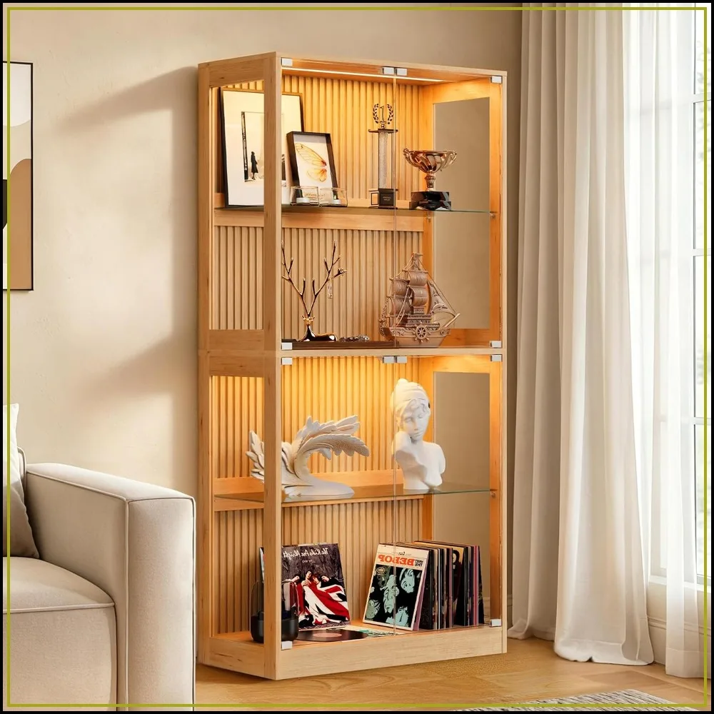 32-Inch RGB Display Cabinet with Glass Shelves for Collectibles