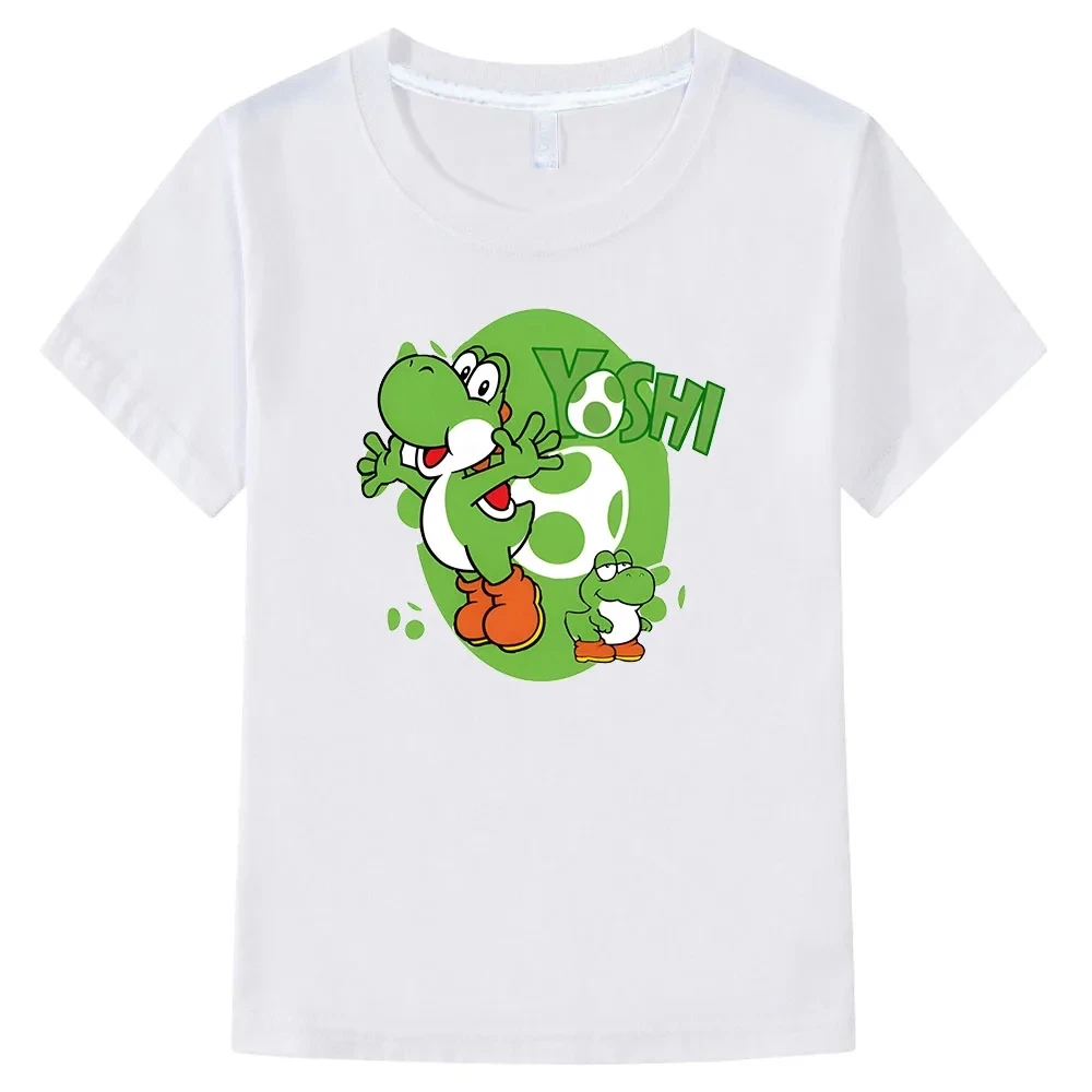 100% bawełniane ubrania dziecięce T-Shirt chłopięcy/dziewczęcy Super Smash Bros koszula Yoshi nadruk kreskówkowy dzieci T-Shirt letnie casualowe