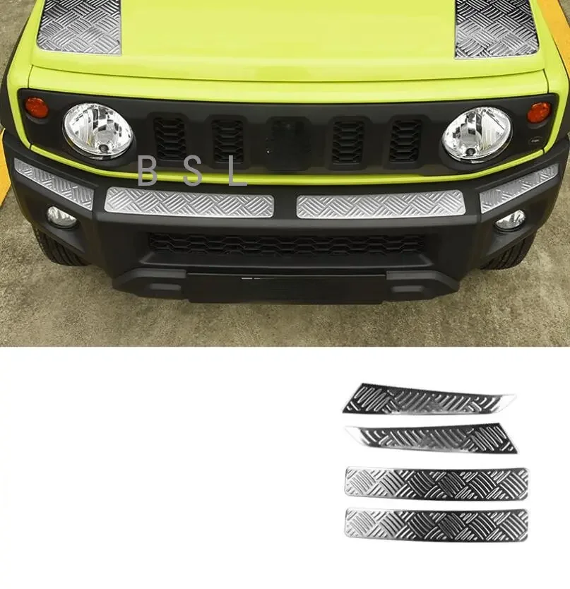 

4pcs S.Steel Front Bumper Panel Trim For Suzuki Jimny JB64 JB74 2019-2022 Car Stickers Grill Protection Cover Accessories