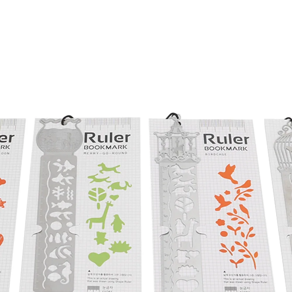 4PCS Practical Craft Stainless Steel Stencil Ruler Silver Multifunctional Drawing Template Journal Ruler Handbook Decor
