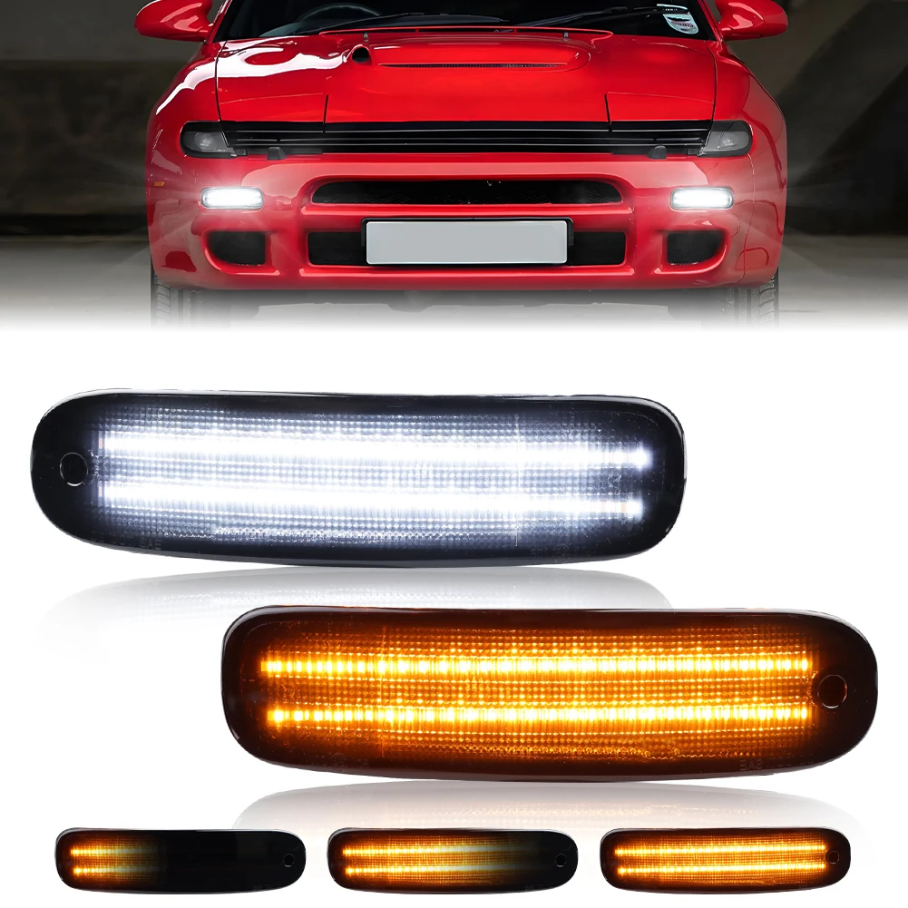 2Pcs For 1990 1991 1992 1993 Toyota Celica Front Bumper Parking Light DRL Light Turn With Sequential Dynamic LED Signal Light