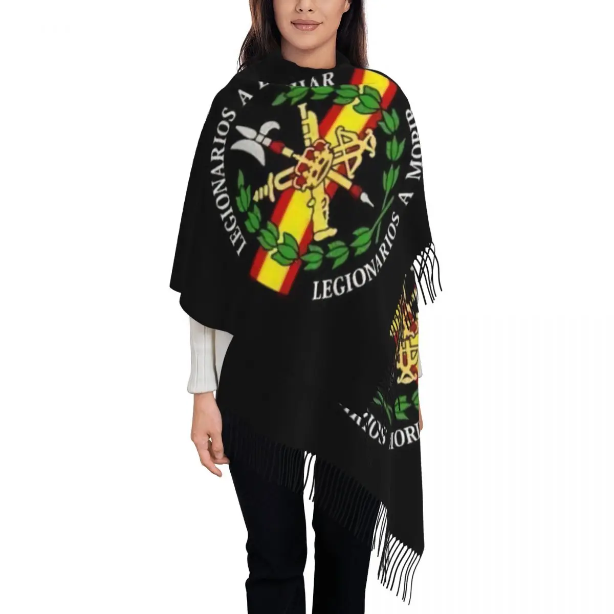 Custom Print Spanish Legion Scarf Men Women Winter Fall Warm Scarves Coat of Arms of Spain Shawl Wrap