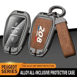 Auto TPU Zinc Alloy Key Case Bag For Peugeot 207 208 Logo Car Key Chain Car Metal Key Shell Car Interior Decoration Accessories