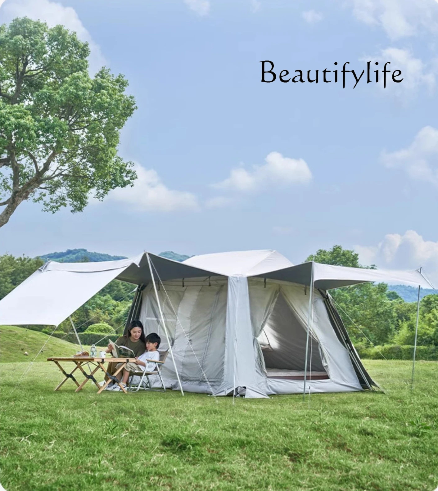 Tent Outdoor Camping Overnight Camping Automatic Quick Unfolding Roof Canopy Integrated Holiday Mountain Residence