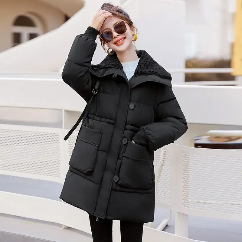 Gepolsterte, gesteppte Mäntel für Damen, mittellange, dicke Baumwolljacken, günstige Angebote, elegant, kalt, 2025, Trend, luxuriöse, heiße Parkas für Damen