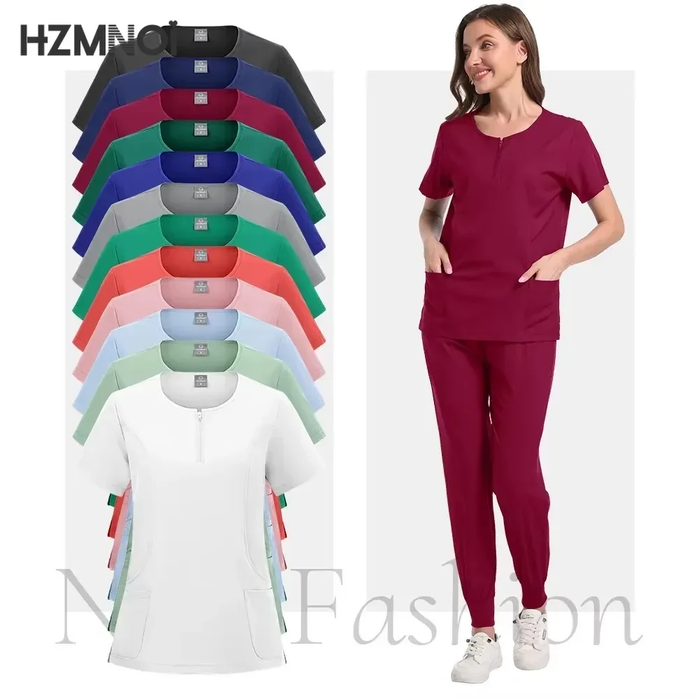 High Quality Medical Women Scrubs Sets Hospital Surgery Dental Clinic Beauty Spa Salon Lab Workwear Clothes Nurses Accessories