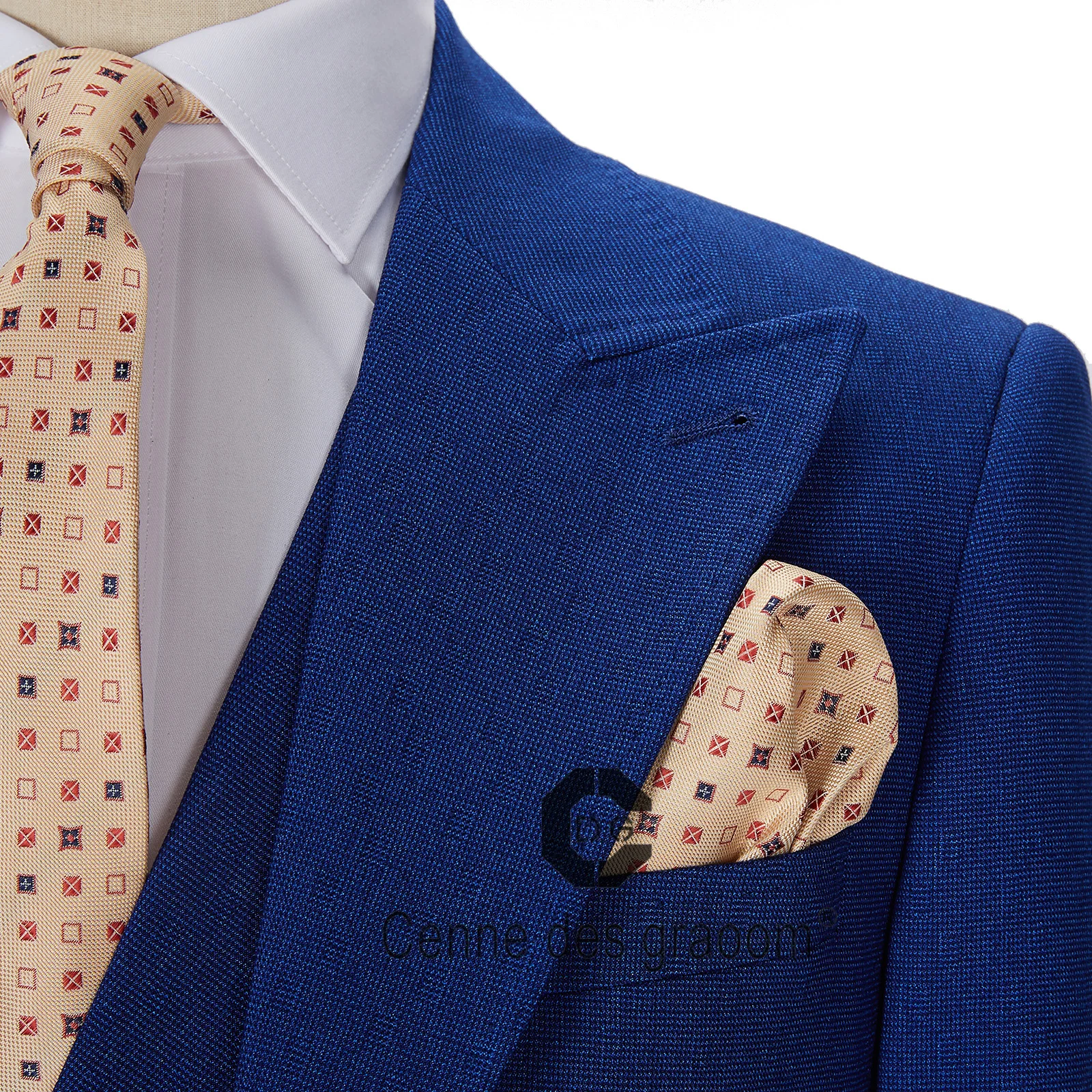 Immagine 3: (Giacca + gilet + pantaloni) Cenne Des Graoom Nuovi abiti da uomo blu royal su misura Costume casual da lavoro formale da sposo