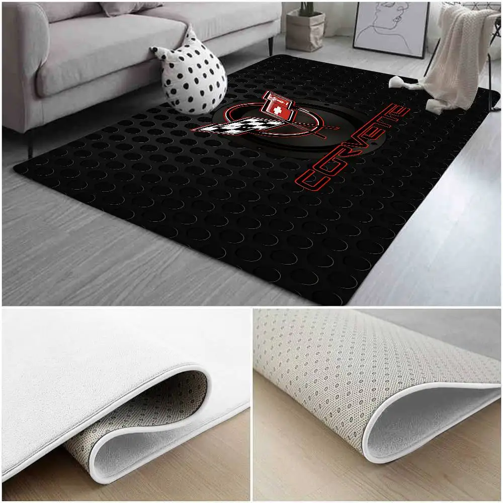 C-Corvette Racing Floor Mats Home Laundry Rug Carpet For Living Room Decor Lounge Area Anti-slip Foot Mat Entrance Doormat