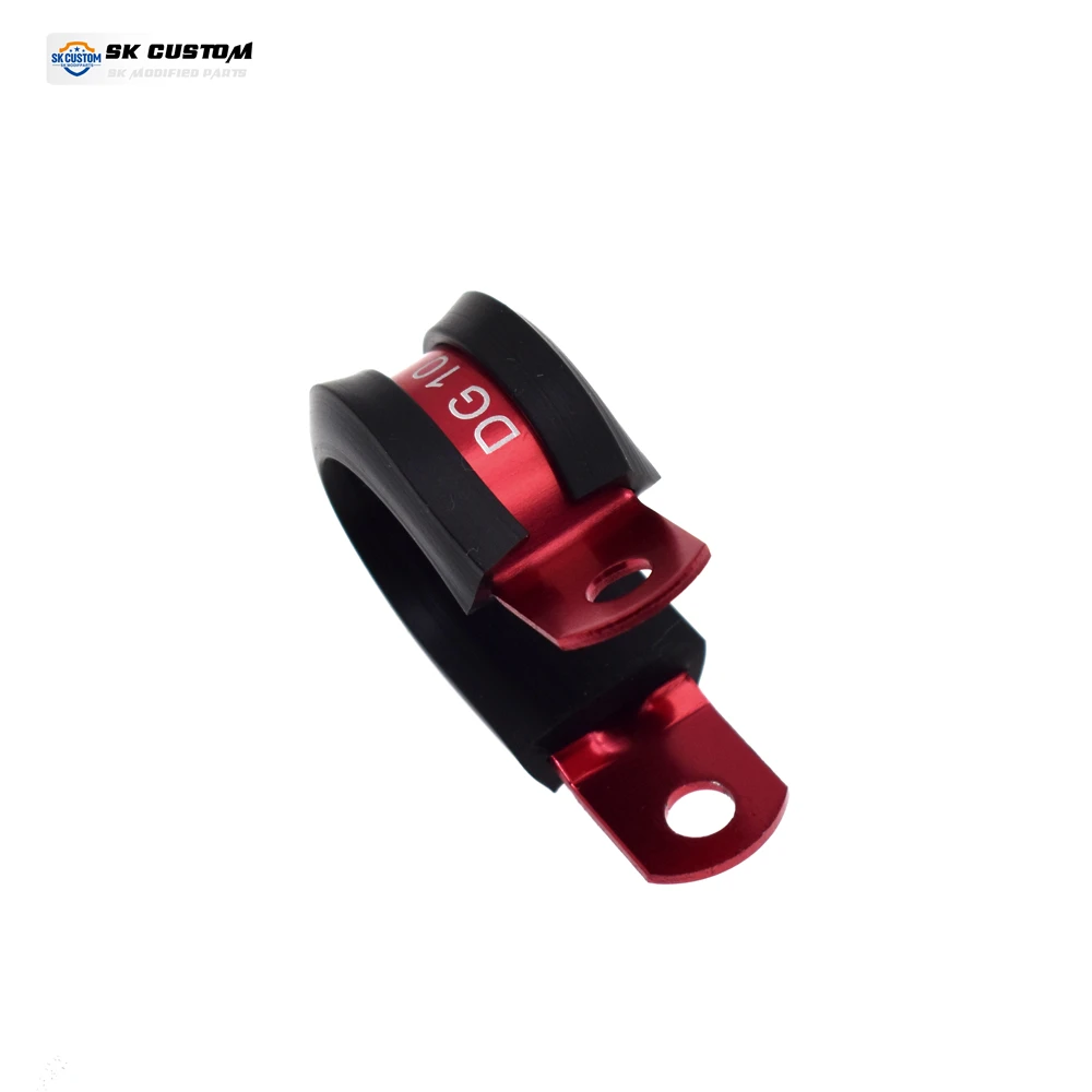 SK CUSTOM Universal Oil Pipe Fixing Buckle Wiring Hose Clamp Aluminum And Nitrile Rubber P Clips Pipe Fuel Cable Mounting Clamp