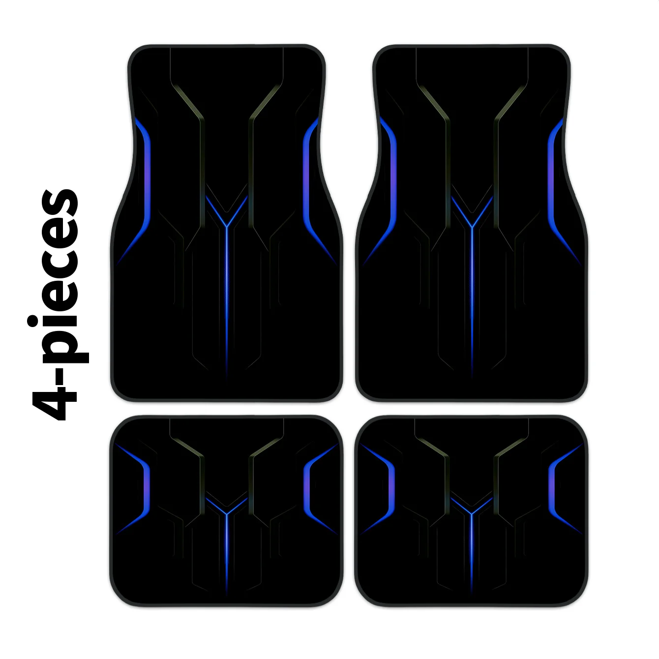 

4pcs 2D Car Floor Mats | Luminous Line Printing, Polyester, Universally Applicable, Fashionable, Easy To Install & Clean, Perfec