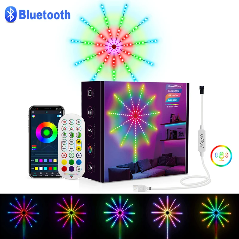 

Фейерверк Светодиодные ленты для комнаты Настенные Bluetooth Светодиодные ленты 5 В Rgbic Светодиодные ленты Usb Светодиодные ленты Синхронизация музыки Rgbic