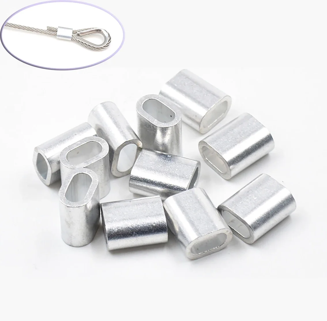 

Oval Aluminum Casing Cable Crimps Sleeves M0.5-M22 Single Hole Ferrule Crimping Loop Steel Wire Rope Clip Protective Sleeve ﻿