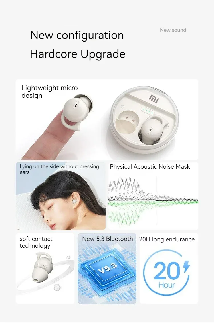 Xiaomi Q26 Wireless Bluetooth Earphones 5.3  Sleeping Headset Mini Earbuds Invisible Comfortable Noise Canceling Headphones