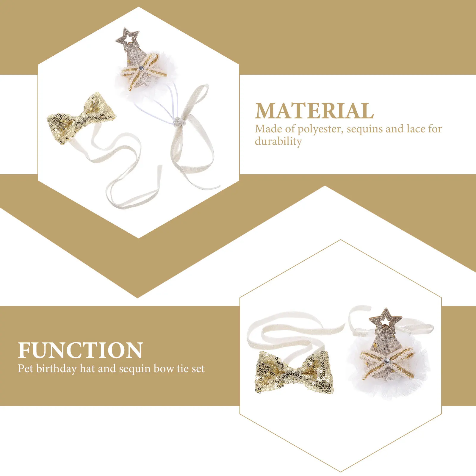 

1Set Pet Birthday Bowtie and Headwear Set for Cats Dogs Party Costume Cute Holiday Decoration Easy to Wear Comfortable Fit