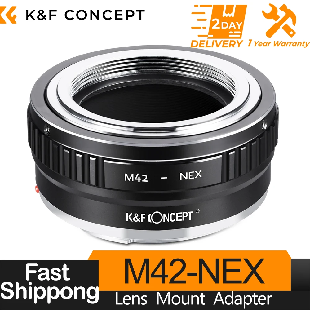 K&F Concept adapter voor M42 lenzen naar Sony E camera-aansluiting, compatibel met Sony E A5000 A6000 A6400 a7S II a7R II a7R III