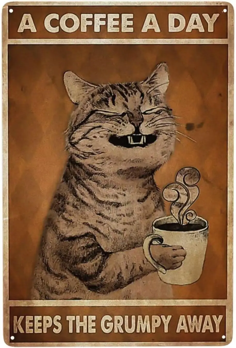 Funny Metal Tin Sign A Coffee A Day Keeps The Away Poster Cafe Living Room Kitchen Home Bathroom Art Wall Decoration-aluminum