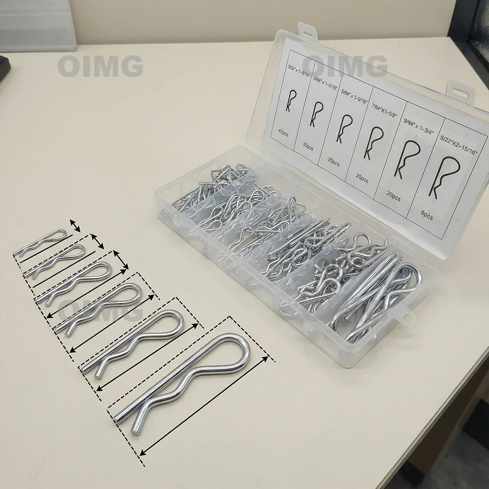 150PCS Cotter Pins, R Clip Key Fastener Wave Latch Bolt Locking Pin for Automotive Machinery Lawn Mowers and DIY Projects