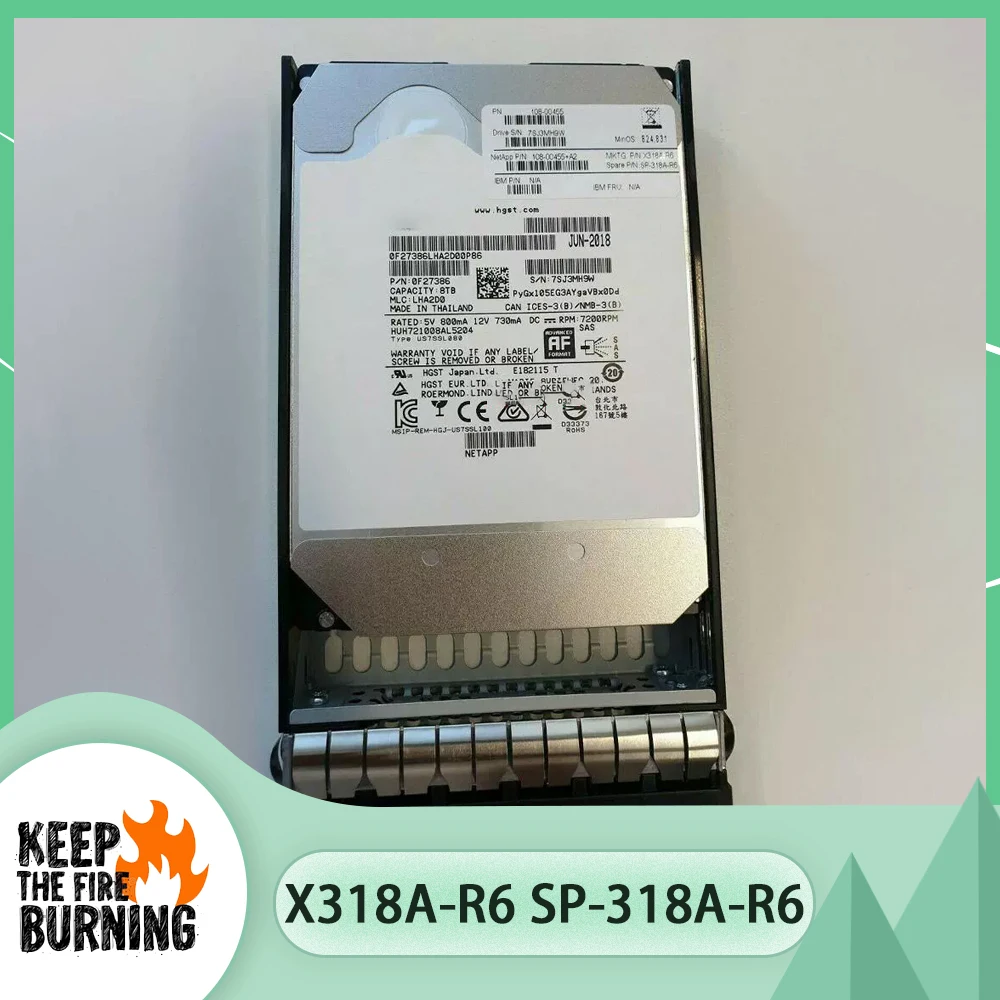 

For NetApp HDD X318A-R6 SP-318A-R6 8T 8TB 2.5'' SAS DS212C Hard Drive