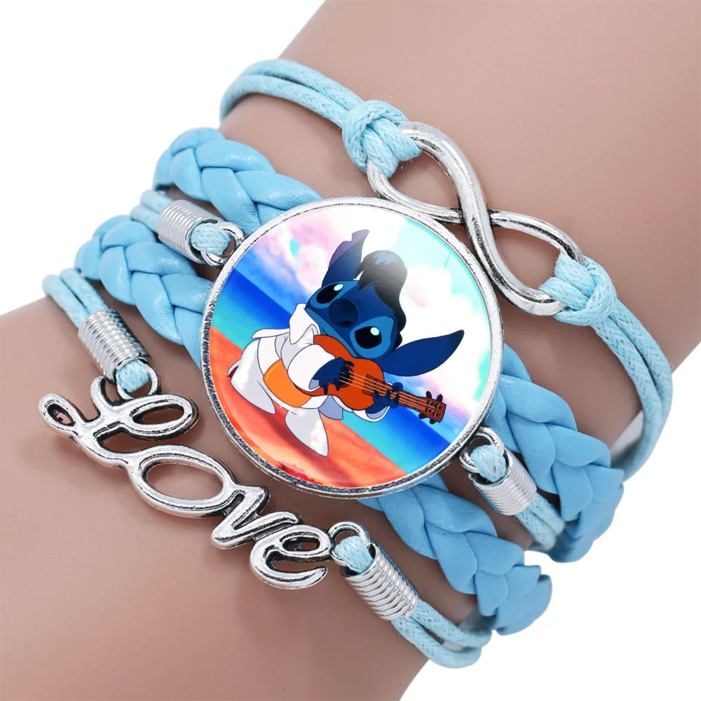 Disney Stitch Bracelet Cartoon Lilo & Stitch Anime Figures Print Cute Wristand Present Kids Toys Girls Christmas Party Gift Toy